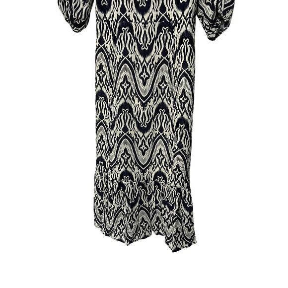 BAGATELLE COLLECTION WOMENS SIZE 8 DRESS PUFF SLEEVE IKAT MIDI DRESS BLUE NEW - Picture 8 of 15